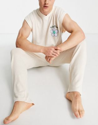 Homme Pyjama confort débardeur avec imprimé sur la poitrine et pantalon