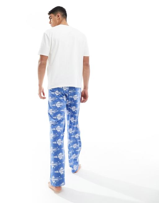 ASOS DESIGN – Pyjama in Blau mit „Go Slow“-Schriftzug, 4 von 4