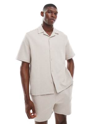 ASOS DESIGN pyjama set in grey waffle