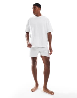 ASOS DESIGN ASOS DESIGN pyjama set in oatmeal marl-Neutral