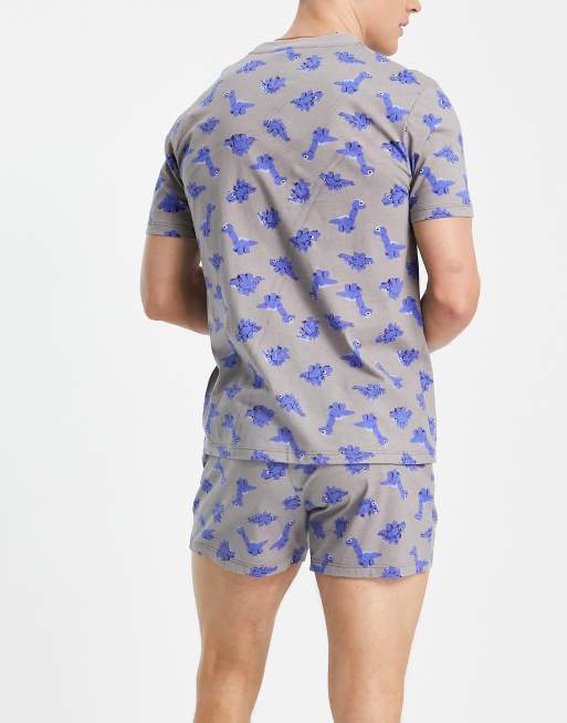 ASOS DESIGN pyjama set with dinosaur print