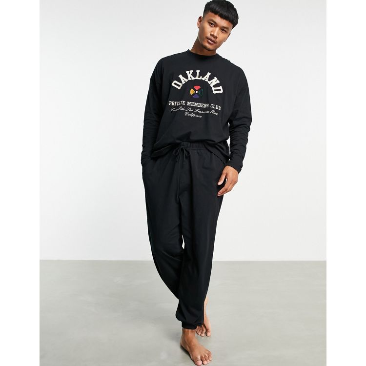 Calvin Klein CK Black button down sleep shirt and trouser pyjama set in  black