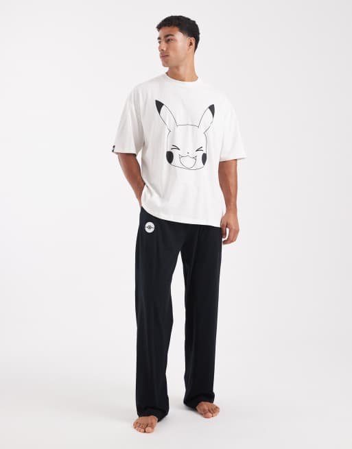 ASOS DESIGN pyjama set with Pokemon print in black