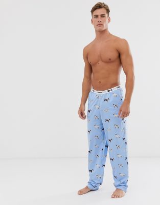ASOS DESIGN - Pyjamahose mit Hundeprint - Weiß
