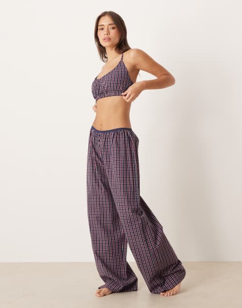ASOS DESIGN pyjamas in red & blue check print - view 1