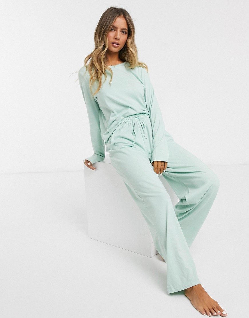 ASOS DESIGN — Pyjamasbukser i mix & match jersey-Grøn