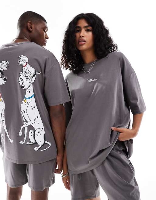 ASOS DESIGN - Pyjamaset met 101 Dalmatiërs-print van Disney in zwart