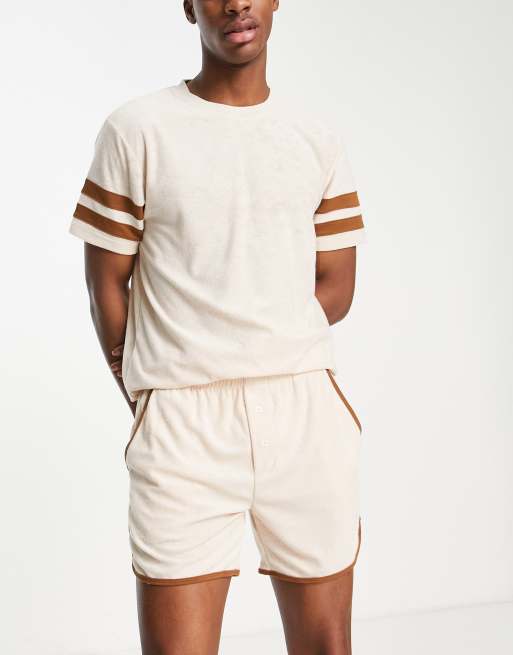 ASOS DESIGN - Pyjamaset met T-shirt en shorts van badstof