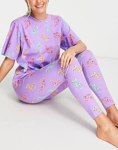 Pyjamashirt Met Lange Mouwen Van Satijn Met Sterrenprint in het Wit Dames Kleding voor voor Nachtmode voor Pyjamas ASOS Satijn Mix & Match 