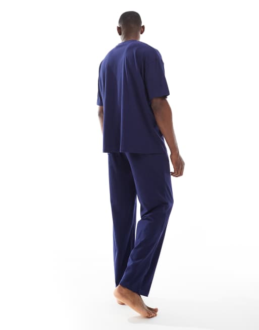 ASOS DESIGN - Pyjamassæt i marineblå, 3 af 4
