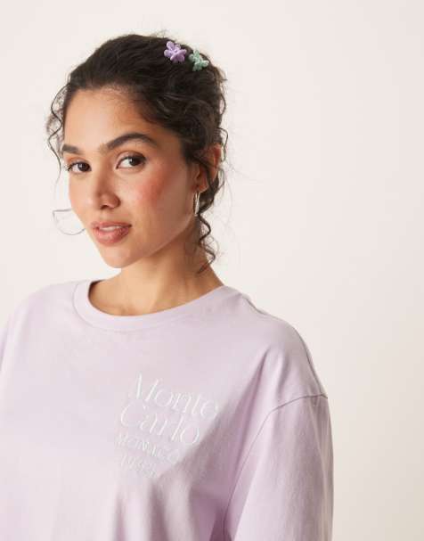 ASOS DESIGN - Pyjamassæt med oversized T-shirt og boksershorts med vævede striber - view 1