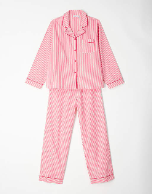 ASOS DESIGN - Pyjamassæt med velourdetaljer og røde striber, 2 af 4