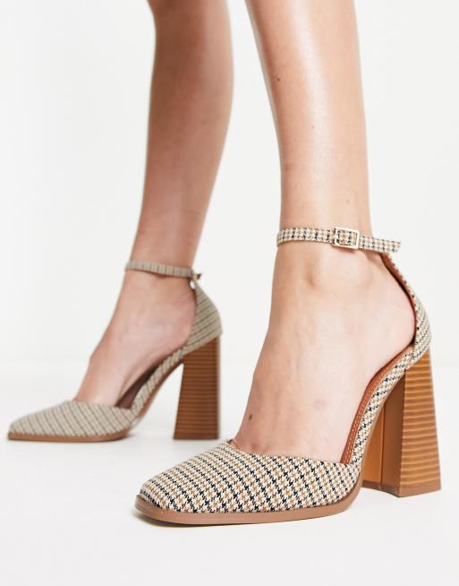 ASOS DESIGN – Pyra – Rutiga klackskor med fyrkantig tå och blockklack 