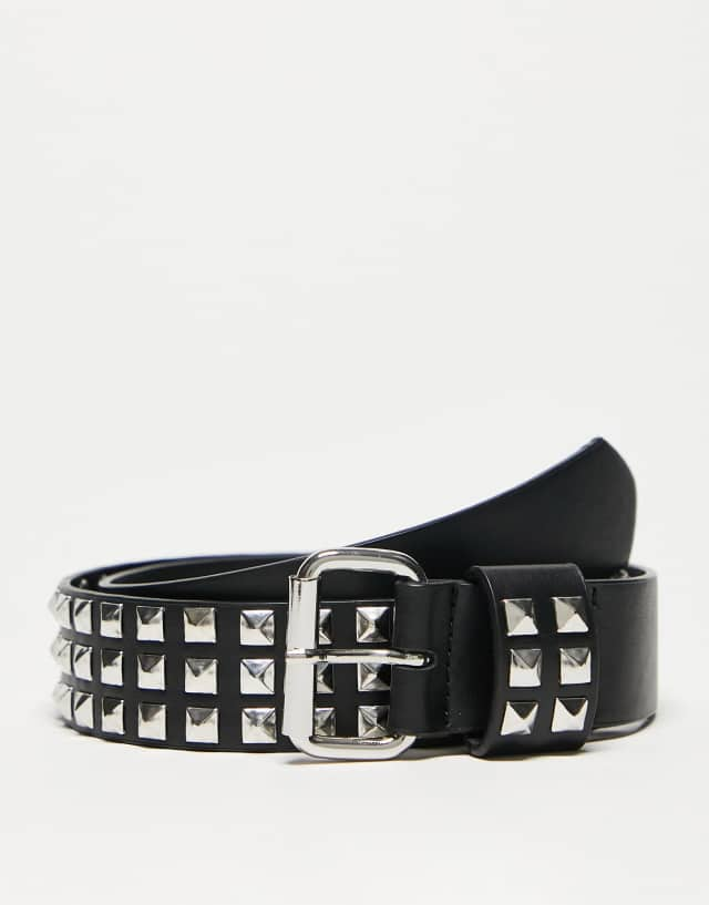 ASOS DESIGN pyramid studding belt