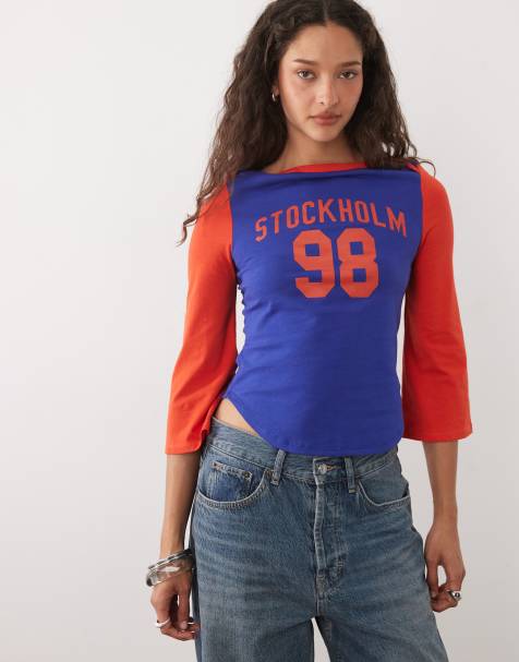 ASOS DESIGN quarter raglan sleeve t-shirt with 04 graphic top - view 1