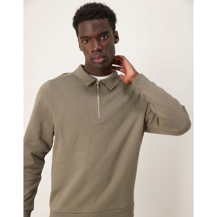 【oan】Collar Sweatshirt Jerzees Super Sweats Adult Quarter-Zip Cadet Collar