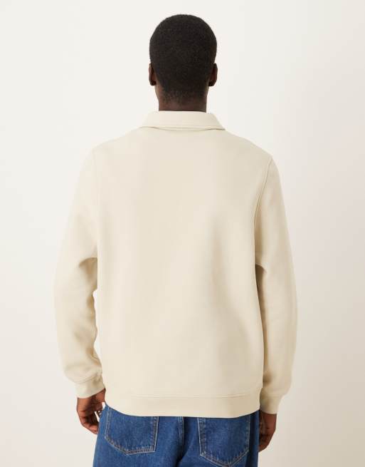 ASOS DESIGN quarter zip collared sweatshirt in beige , 3 of 5