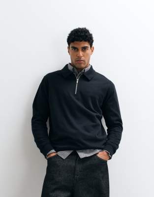 Asos Design Quarter Zip In Multi