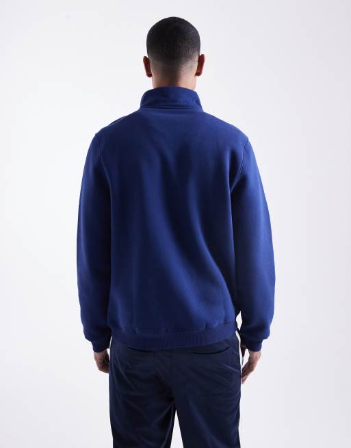 ASOS DESIGN quarter zip sweatshirt in dark blue, 3 of 5
