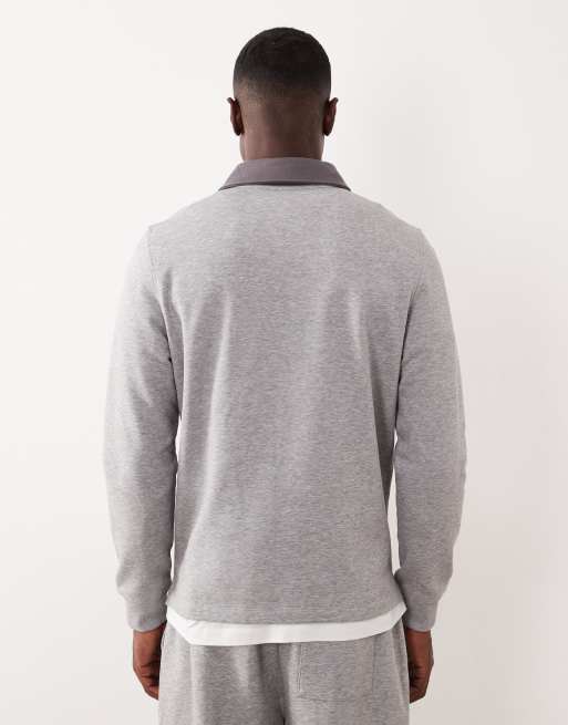 ASOS DESIGN quarter zip sweatshirt in gray heather, 3 of 5