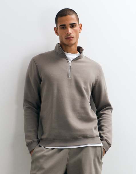 ASOS DESIGN quarter zip sweatshirt in hematite - view 1