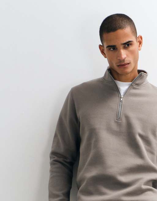ASOS DESIGN quarter zip sweatshirt in hematite, 5 of 5