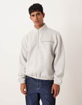 Asos Design Quarter Zip Sweatshirt In White
