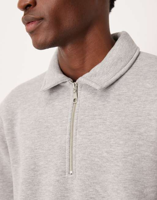 ASOS DESIGN quarter zip sweatshirt with collar in gray heather, 5 of 5