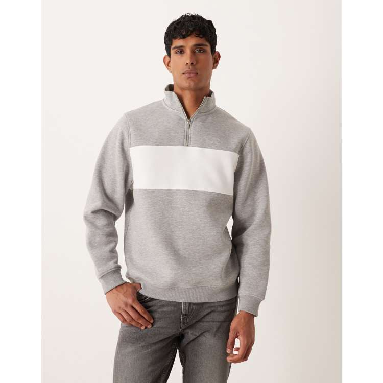 ASOS DESIGN quarter zip sweatshirt with color blocking in