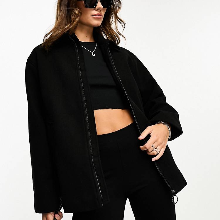 azufre Polo boleto ASOS DESIGN quilt lined harrington jacket in black | ASOS