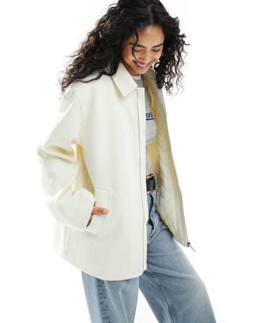 Asos design boyfriend coat with zip pocket hotsell