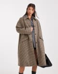 [ASOS DESIGN] ASOS DESIGN quilt lined mid length coat in heritage check-Multi S Heritage check
