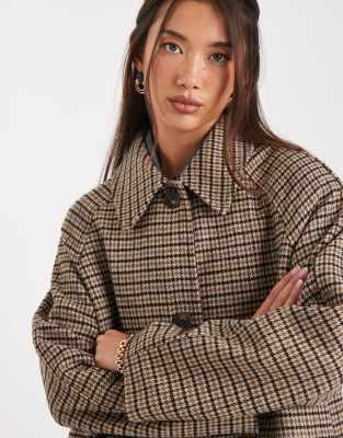 Asos Design Quilt Lined Mid Length Coat In Brown