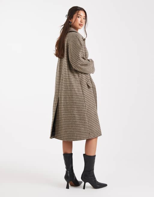ASOS DESIGN quilt lined mid length coat in heritage check