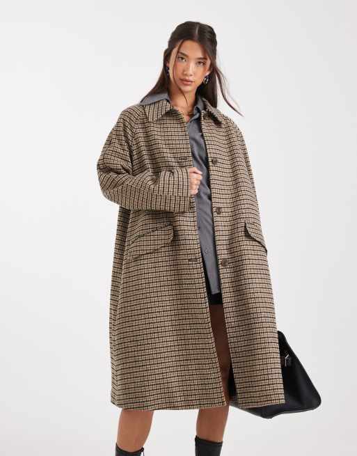 ASOS DESIGN quilt lined mid length coat in hertiage check
