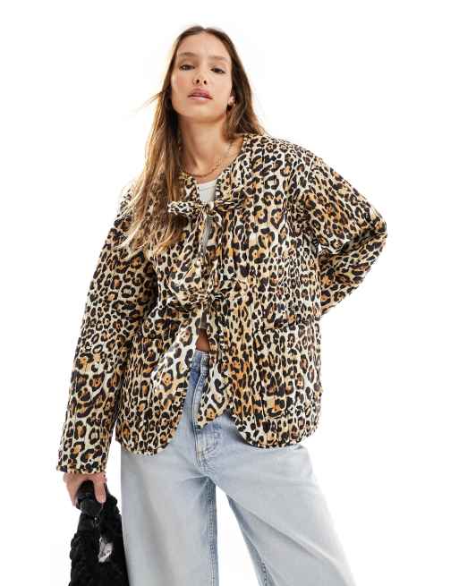 Asos design leopard on sale coat