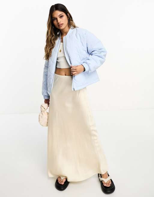 ASOS Design Cropped Padded Jacket in Baby Blue