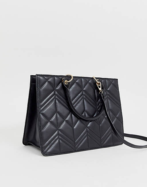 ASOS DESIGN quilted boxy tote bag with tablet compartment | ASOS