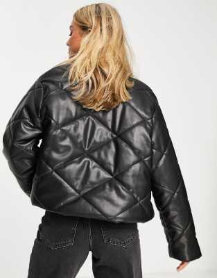 quilted faux leather jacket