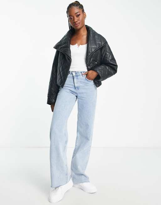 Asos women's shop black leather jacket