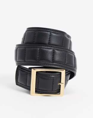 ASOS DESIGN quilted hip and waist jeans belt in black