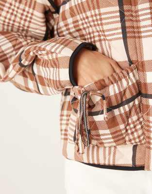 Asos Design Quilted Jacket With Bow Pocket Detail In Multi