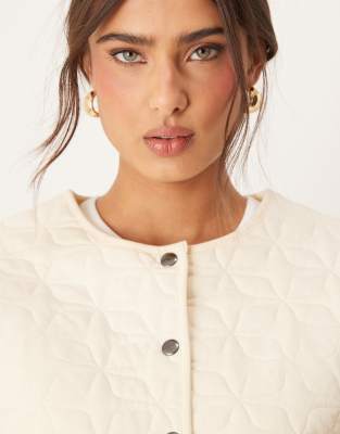 ASOS DESIGN quilted jacket with cocoon sleeve in washed cream
