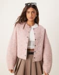 [ASOS DESIGN] ASOS DESIGN quilted jacket with cocoon sleeve in washed pink-Multi XS Washed pink