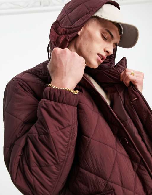 Burgundy store quilted jacket