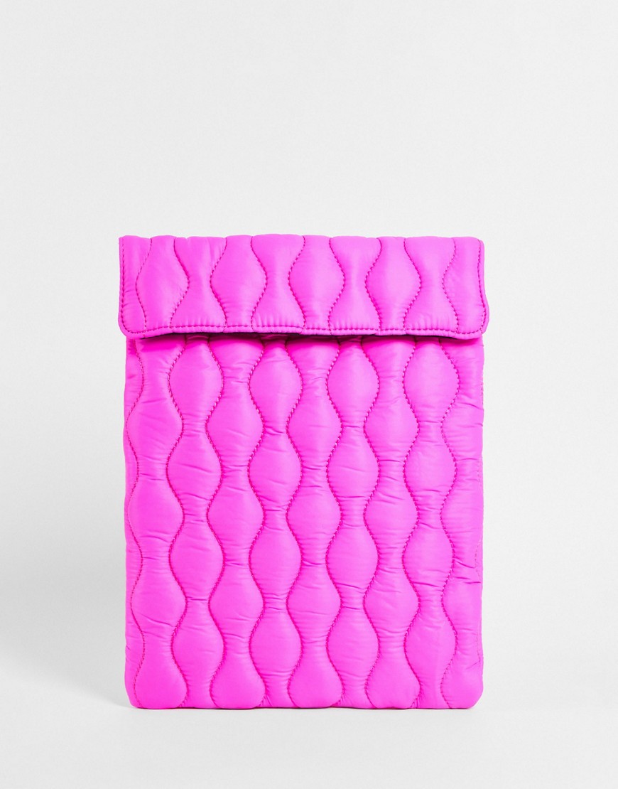 ASOS DESIGN quilted laptop sleeve in hot pink
