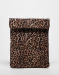 [ASOS DESIGN] ASOS DESIGN quilted laptop sleeve in leopard print-Brown No Size Brown leopard