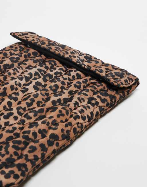 ASOS DESIGN quilted laptop sleeve in leopard print