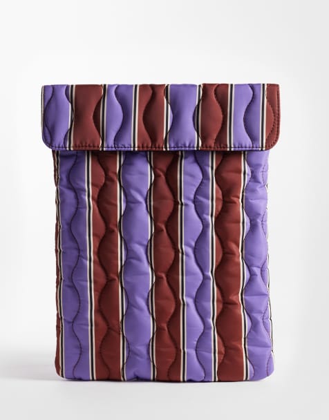 ASOS DESIGN quilted laptop sleeve in multi stripe - view 1
