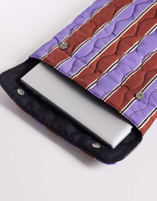 ASOS DESIGN quilted laptop sleeve in multi stripes, 2 of 3